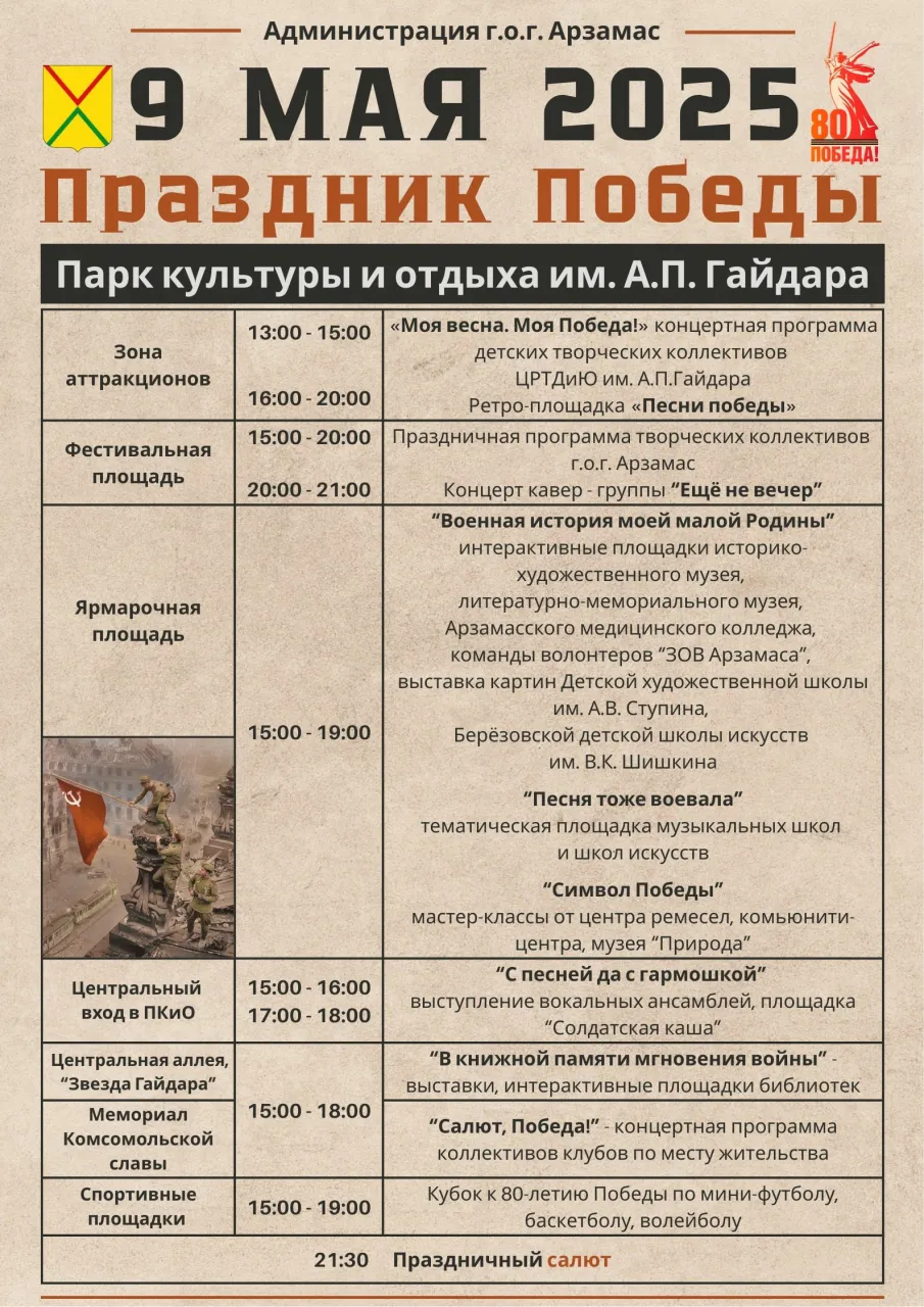 9 Мая в Арзамасе: фейерверк и открытие обновленной Доски Почета