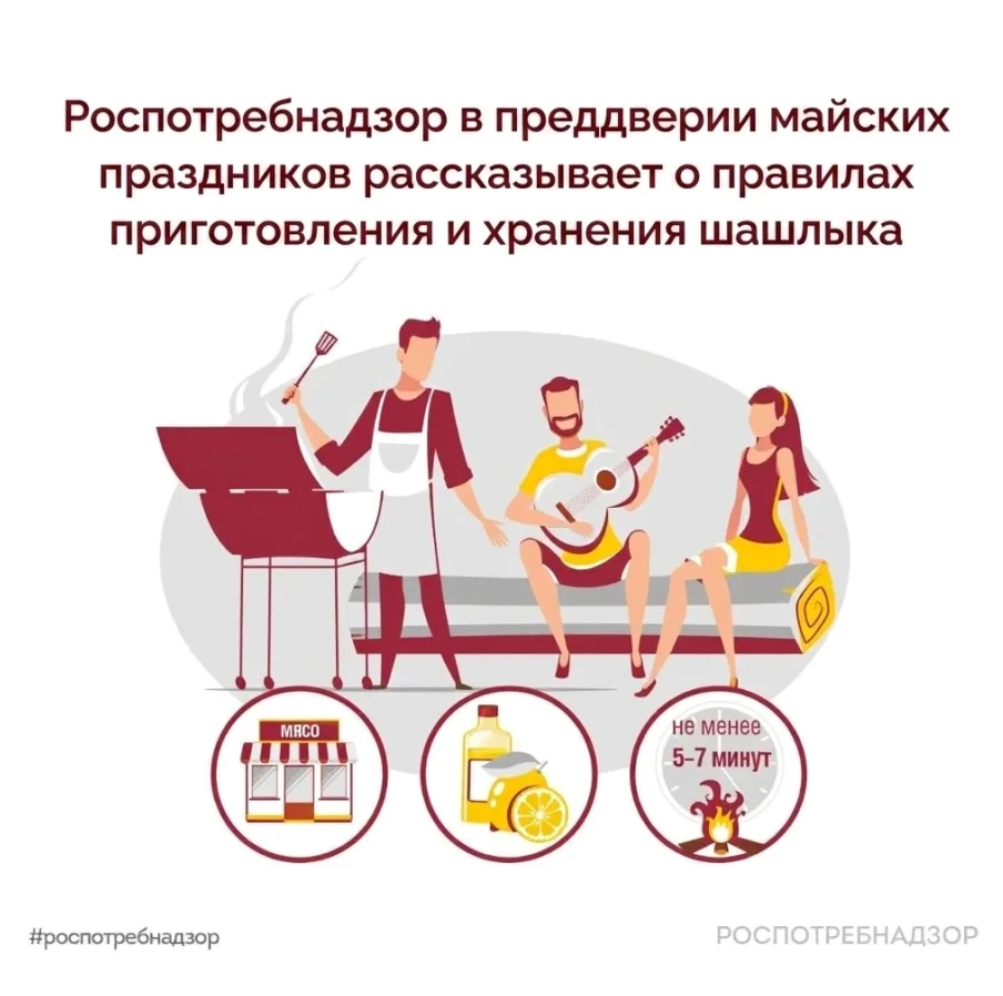 Роспотребнадзор рассказывает о правилах приготовления и хранения шашлыка