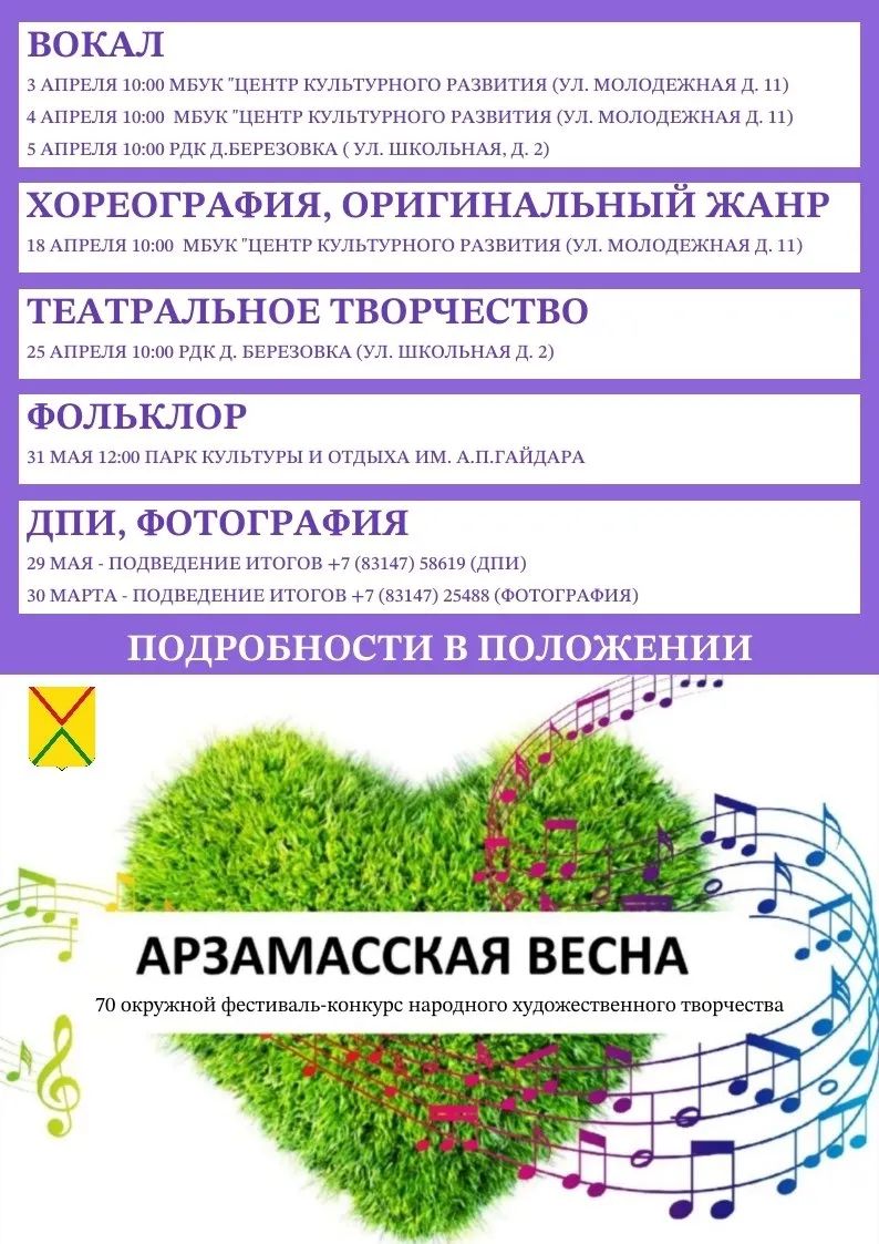 Начался прием заявок на ежегодный конкурс «Арзамасская весна»