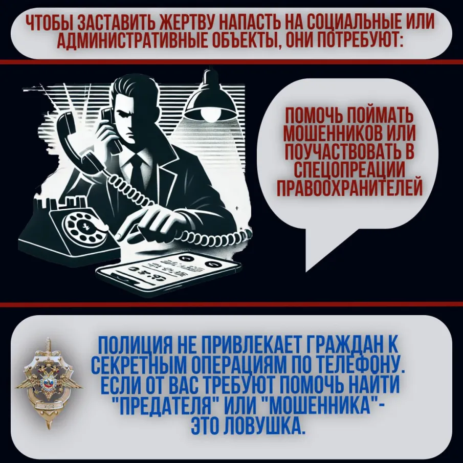 Чтобы заставить жертву напасть на социальные или административные объекты, они требуют…
