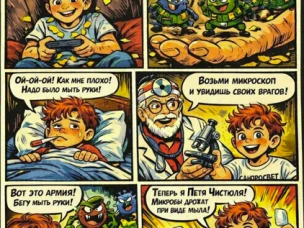 Петя Лентяев против армии микробов